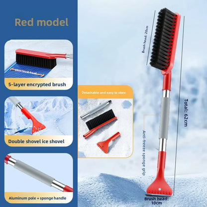 2-in-1 Car Snow Removal Brush & Ice Scraper | Multi-Functional Winter Snow Shovel with Extendable Handle | Auto Windshield Defrost Tool