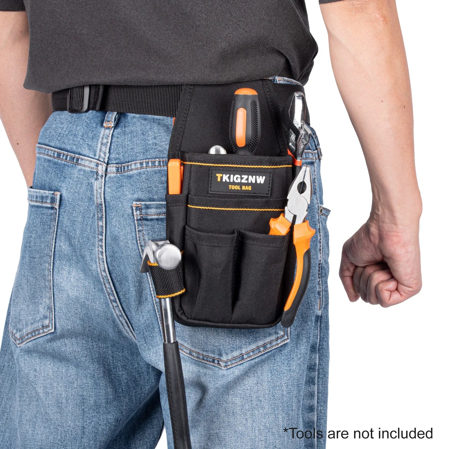 TKIGZNW Pocket Tool Pouch，6-Pouches and 9 Screwdriver Loops Construction, Heavy-Duty Tool Bag with Adjustable Belt for Electrici