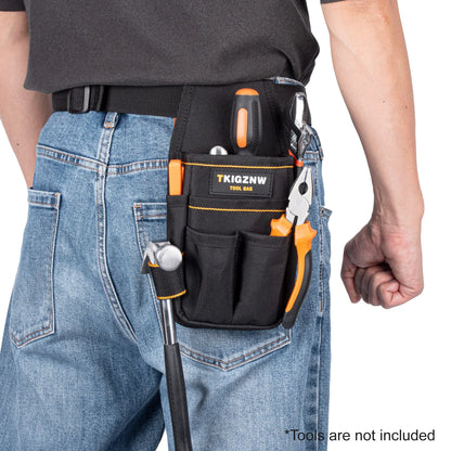 TKIGZNW Pocket Tool Pouch，6-Pouches and 9 Screwdriver Loops Construction, Heavy-Duty Tool Bag with Adjustable Belt for Electrici