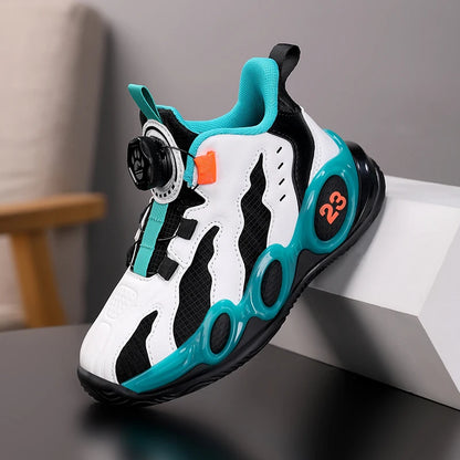Fashion Basketball Shoes for Kids High-top PU Leather Sports Shoes Children Casual Shoes Boys Girls Comfortable Gym Trainers New