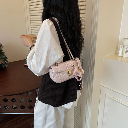 Women 2026 New Fashion Package Simple Daily Commuting Foreign Style Rhombus Chain Versatile One Shoulder Pack Messenger Bag