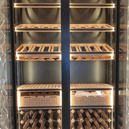 Royal Metal Customizable Smart Wine Cooler Fridge Chiller with Split Type Cooling Unit System Multiple Temperature Zones