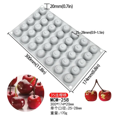 Baking Three-dimensional Candle Making Silicone Moulds Cherry Mousse Imitation Real Fruit DIY Chocolate Cake Mold