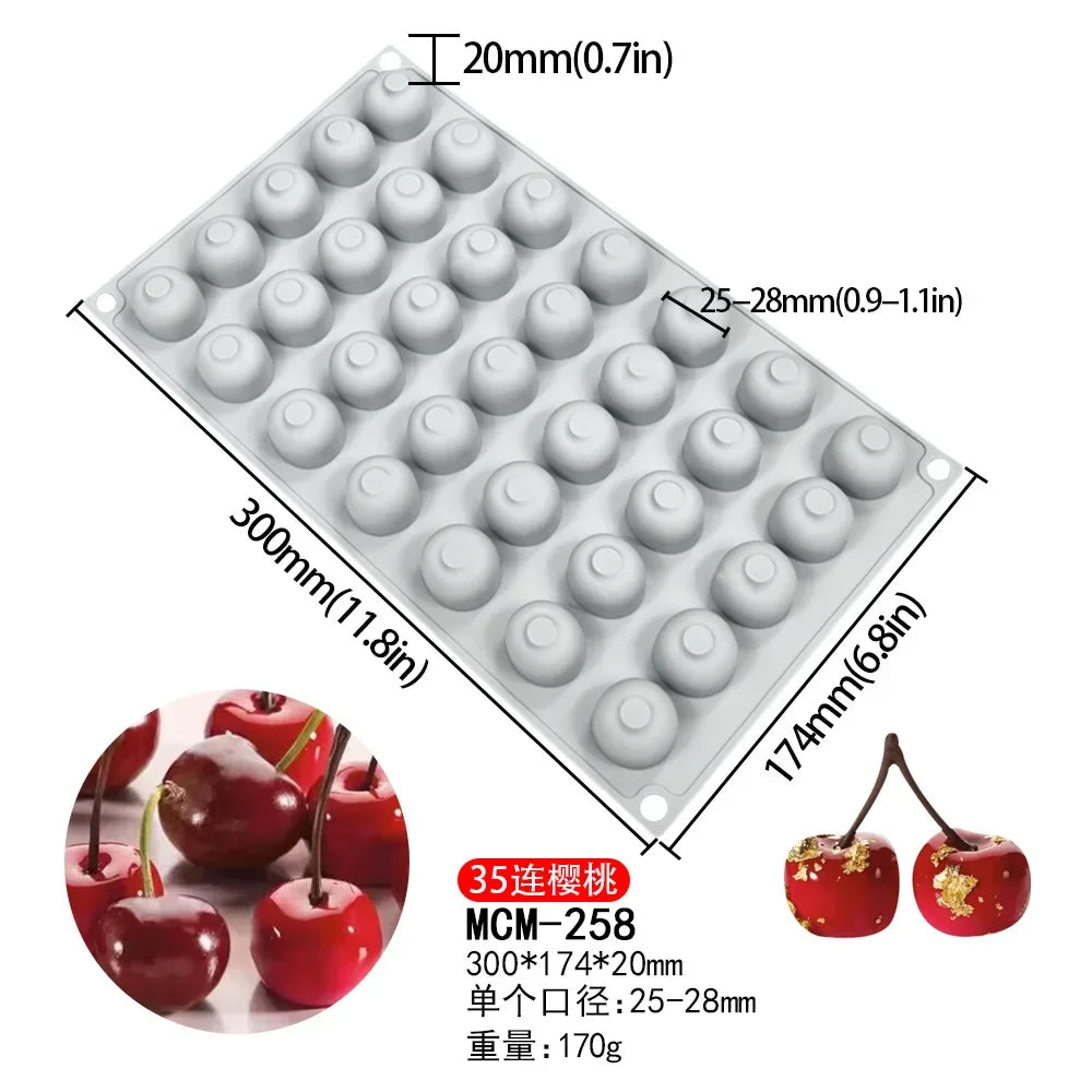 Baking Three-dimensional Candle Making Silicone Moulds Cherry Mousse Imitation Real Fruit DIY Chocolate Cake Mold