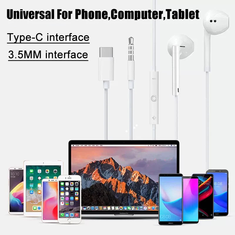 Original In-Ear Wired Earphones For Apple iPad iPhone 17 11 12 13 14 15 16 Pro Max TypeC Headphones Laptops Tablet 3.5mm Earbuds
