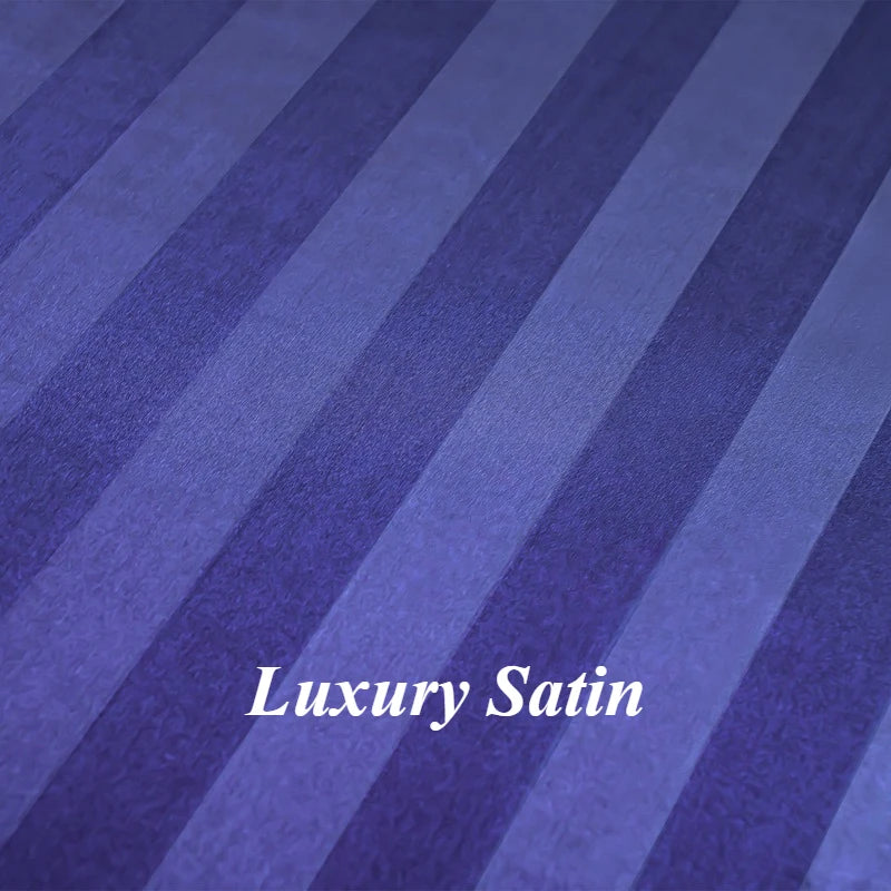 Striped Satin Fitted Sheet | 100% Polyester with All-Around Elastic | Multiple Bed Sizes