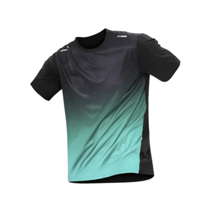 Men's sportswear, ice silk short sleeves and shorts running clothes, men's table tennis and badminton wear gradient T-shirt