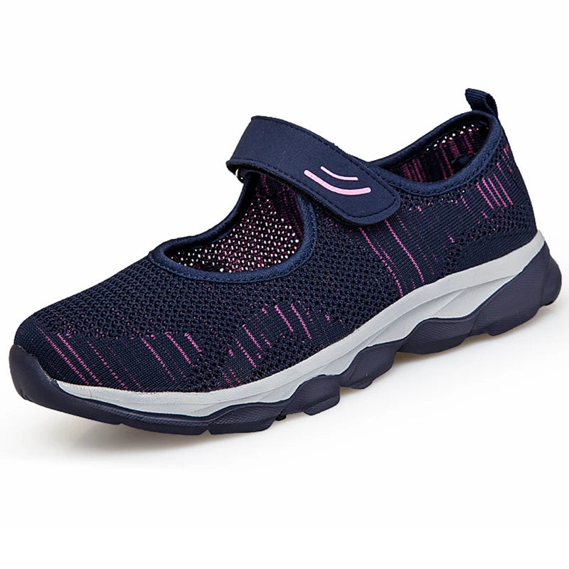 Women's Breathable Walking Shoes Ladies Fashion Mary Jane Sneakers Adjustable Working Nurse Shoes Lightweight Flats Roll
