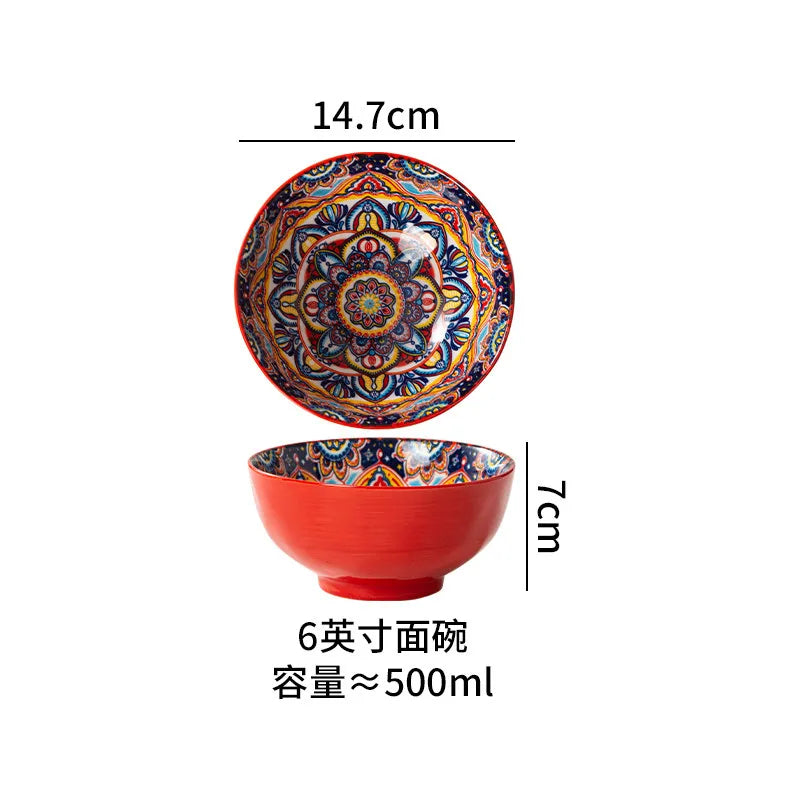 Ceramic Tableware Set Rice Bowl Serving Plate Creative Cutlery Soup Plate Noodle Handle Bowl Sauce Dish Steak Salad Fruit Plate