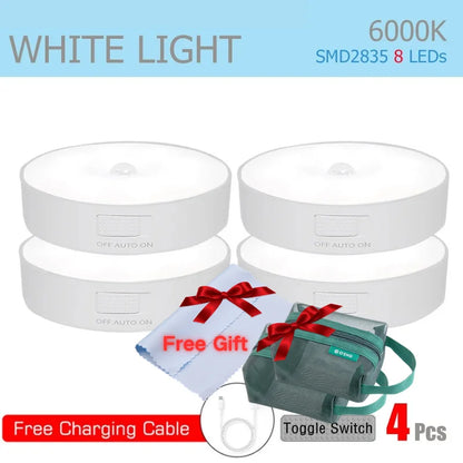 Motion Sensor Light Rechargeable Sensing In Dark Light Sensitivity USB LED Night Light Portable Wireless Magnetic Cabinet Lamp