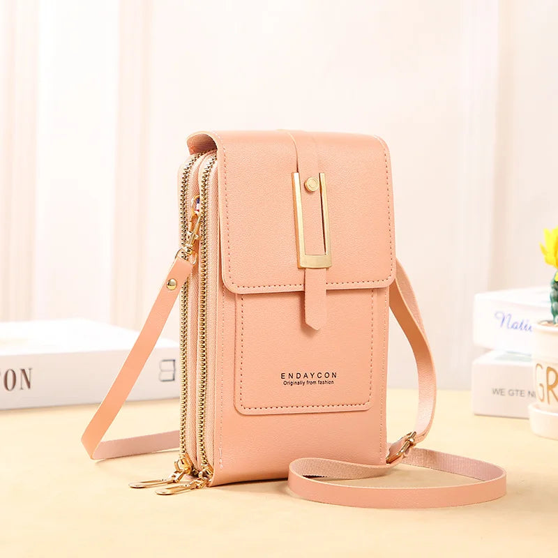 Women’s Mini Crossbody Handbag Purse, Touch Screen Phone BagS, Multi Card Zipper PU Leather Shoulder Bags for Daily Shopp Dating