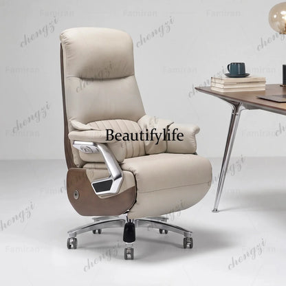First layer cowhide electric boss chair ergonomic office chair waist support with pedal computer chair