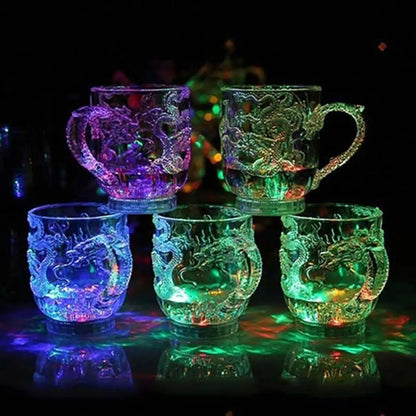LED Flash Magic Color Changing Dragon Cup Water Activated Light-Up Beer Coffee Milk Tea Wine Whisky Bar Mug Travel Gift Taza 1pc