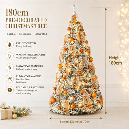 Integrated Christmas Tree Foldable with Ornaments LED Lights High Grade Christmas Tree 120cm To 180cm Home Christmas Party Decor