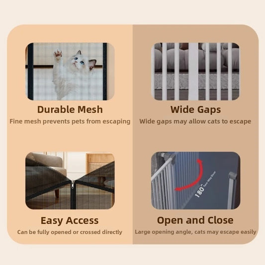 New Metal Mesh Dog Barrier Fences Breathable with Zipper Net Stairs Gate Easy to Install Folding Dog Safety Fence for Cats Dogs
