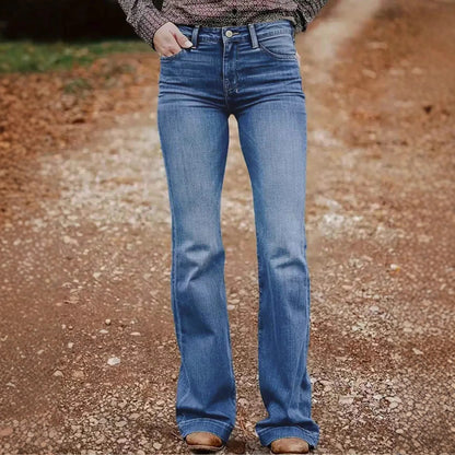 Denim Pants Women Solid Spliced Jeans Slim Fit Streetwear Pockets Floor Length Trousers Distressed Skinny Lady Elegant Autumn