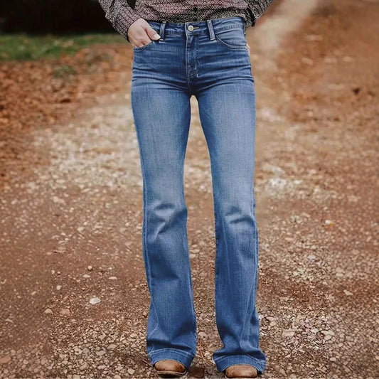 Denim Pants Women Solid Spliced Jeans Slim Fit Streetwear Pockets Floor Length Trousers Distressed Skinny Lady Elegant Autumn