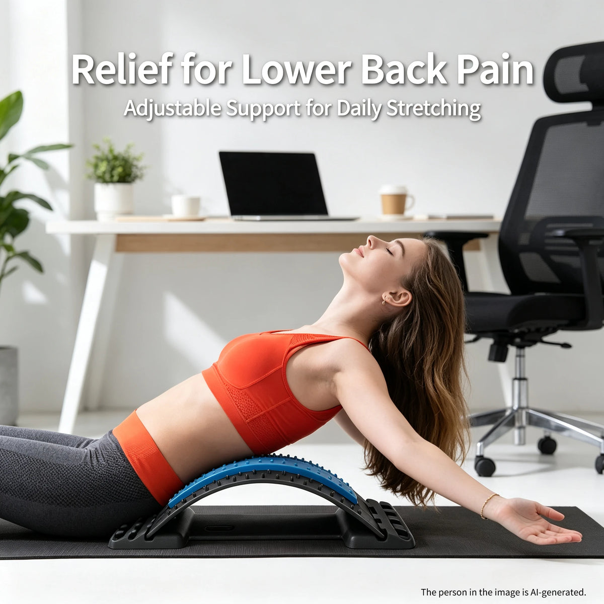 3-Level Adjustable Back Stretcher, 96 Massage Points for Pain Relief, Arch Spinal Groove Support, 220lbs Capacity, for Sedentary/Driving/Posture Correction, 1 Piece