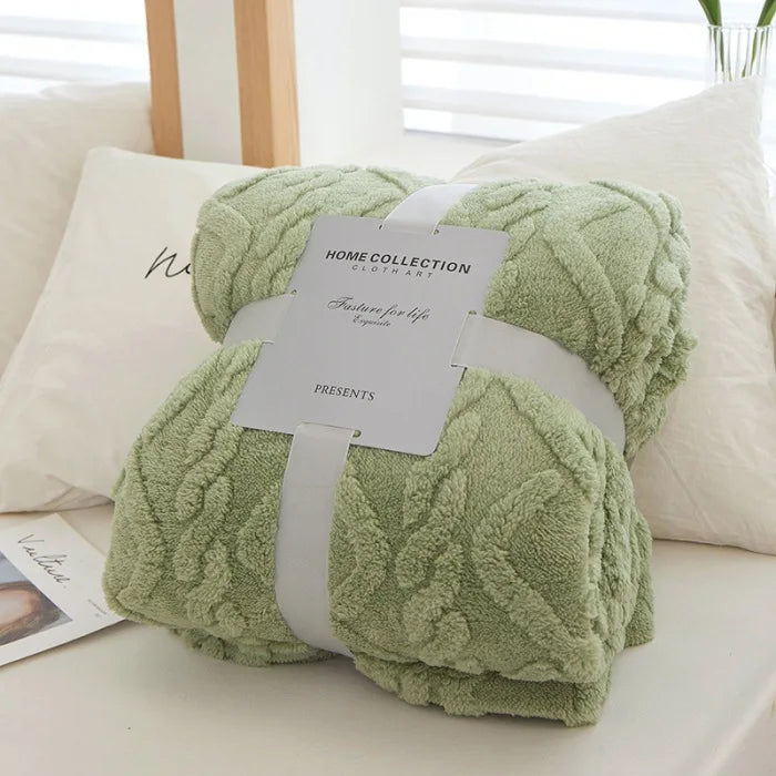 New Jacquard Rhombus Taffy Velvet Blanket Single Layer Double Sided Milk Velvet Soft Warm Throw Blanket for Sofa Bed Office Air