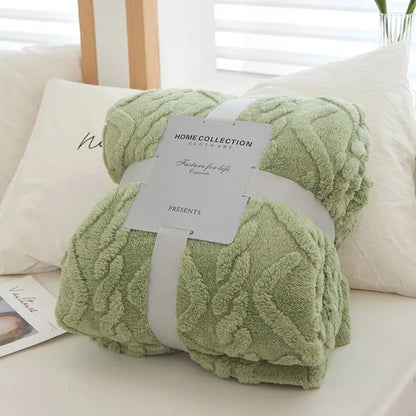 New Jacquard Rhombus Taffy Velvet Blanket Single Layer Double Sided Milk Velvet Soft Warm Throw Blanket for Sofa Bed Office Air