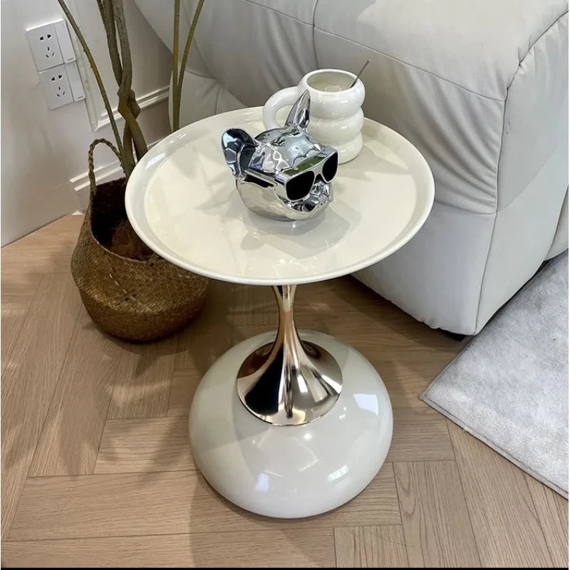 small apartment European wrought iron corner table balcony mobile coffee table bedroom bedside small round table sofa edge table