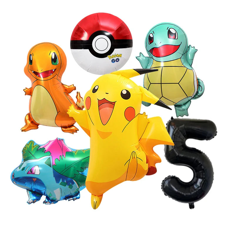 Pikachu Cartoon Balloon Garland Kit Lightning Foil Balloons Kids Birthday Party Supplies