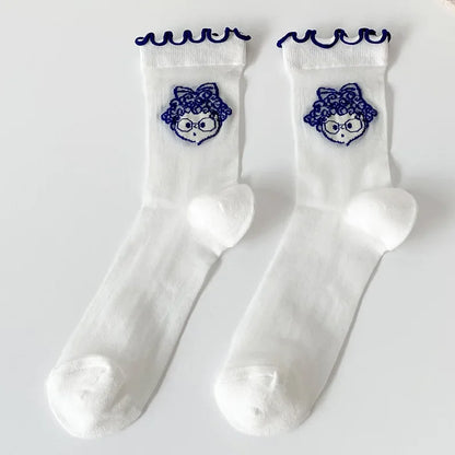 Transparent Crystal Silk Socks Women Fashion Ultra-thin Summer Harajuku Crew Socks Flower Streetwear Elastic Long Mesh Socks