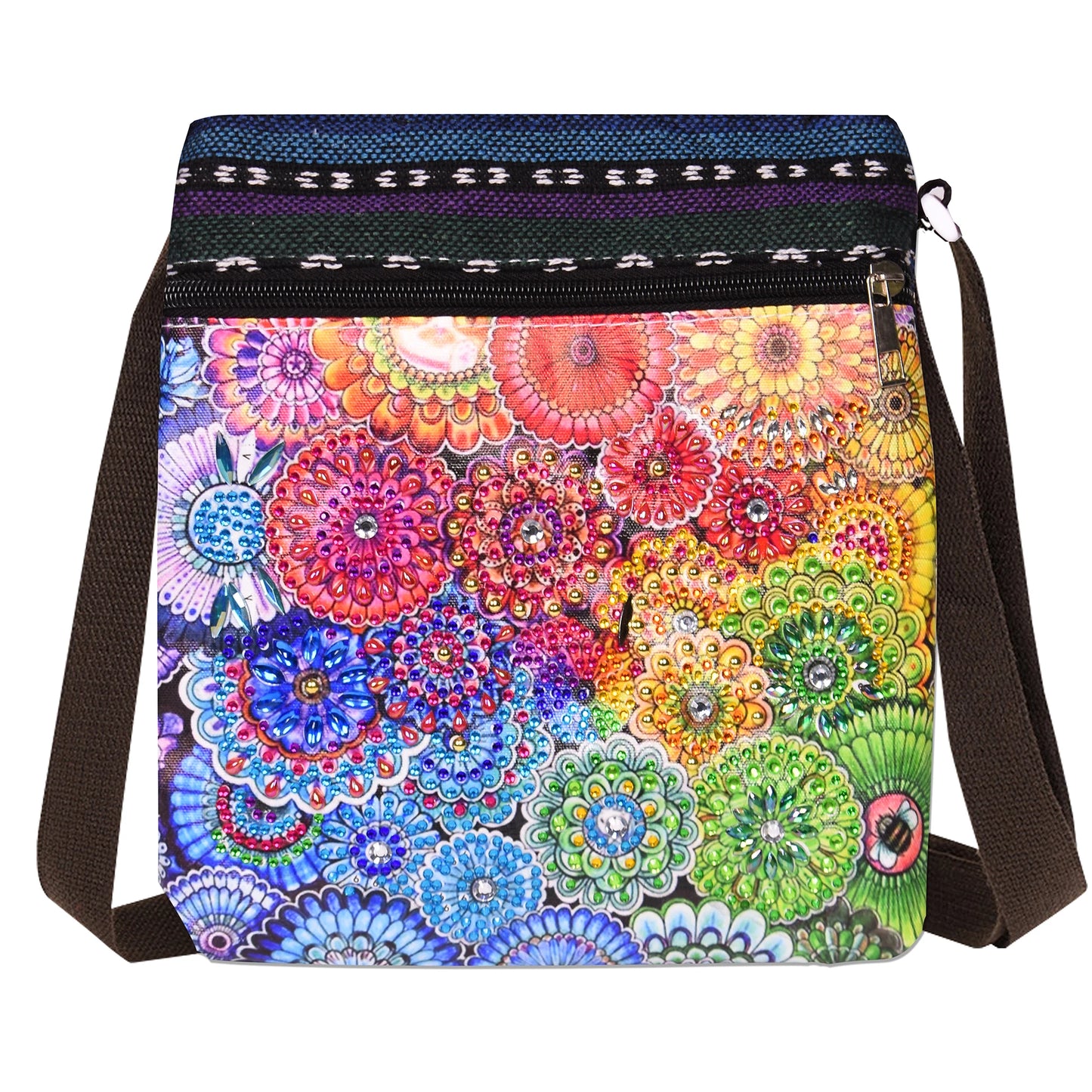 1pc/Set DIY Mandalas Diamond Art Purses Canvas Zipper Handbag with Strap Mandalas Diamond Painting Crossbody Bag for Adults