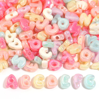20-30pcs/lot Big Hole Cartoon English Letters Acrylic Beads Colored Loose Spacer Beads For Jewelry Making DIY Necklace Keychain