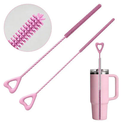 Durable Reusable Silicone Straw Cleaning Brush Long Household Gap Brush Kitchen Gadgets Drinking Straw Cleaner Brush for