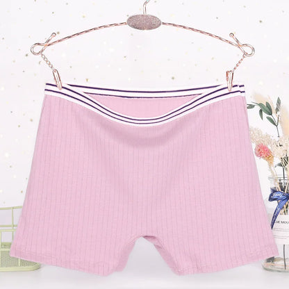 Female Lingerie Plus Size Boxer Briefs Women's Cotton Antibacterial High Waist Ladies'Boxer Briefs Flush Legs Flat Footed Shorts
