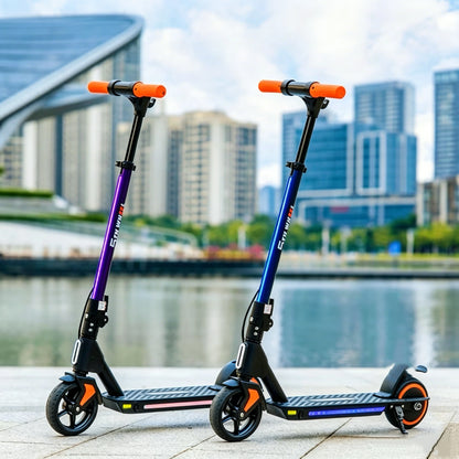 5TH WHEEL Kids Electric Scooter for Ages 8+, Foldable E Scooter with 130W Motor, Up to 10 MPH & 5 Miles Range, 3 Speed Modes, LED Display, Adjustable Height