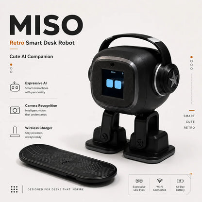 Miso Interactive AI Desktop Robot | EMO Smart Chat, Multilingual Companion, Dancing Mini Robot Charging Skateboard Fun Gift Toy