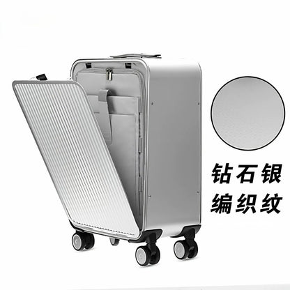 Full Aluminum‑Magnesium Alloy Front Side Opening 10‑90 Split Deep Storage Trolley Luggage Travel Suitcase 20 Inch Carry‑on 24 In