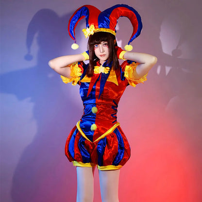Cartoon Amazing Ragatha Digital Circus Cosplay Costume for Girls Dress Halloween Pamny Jumpsuits Clown Pomni Onesie