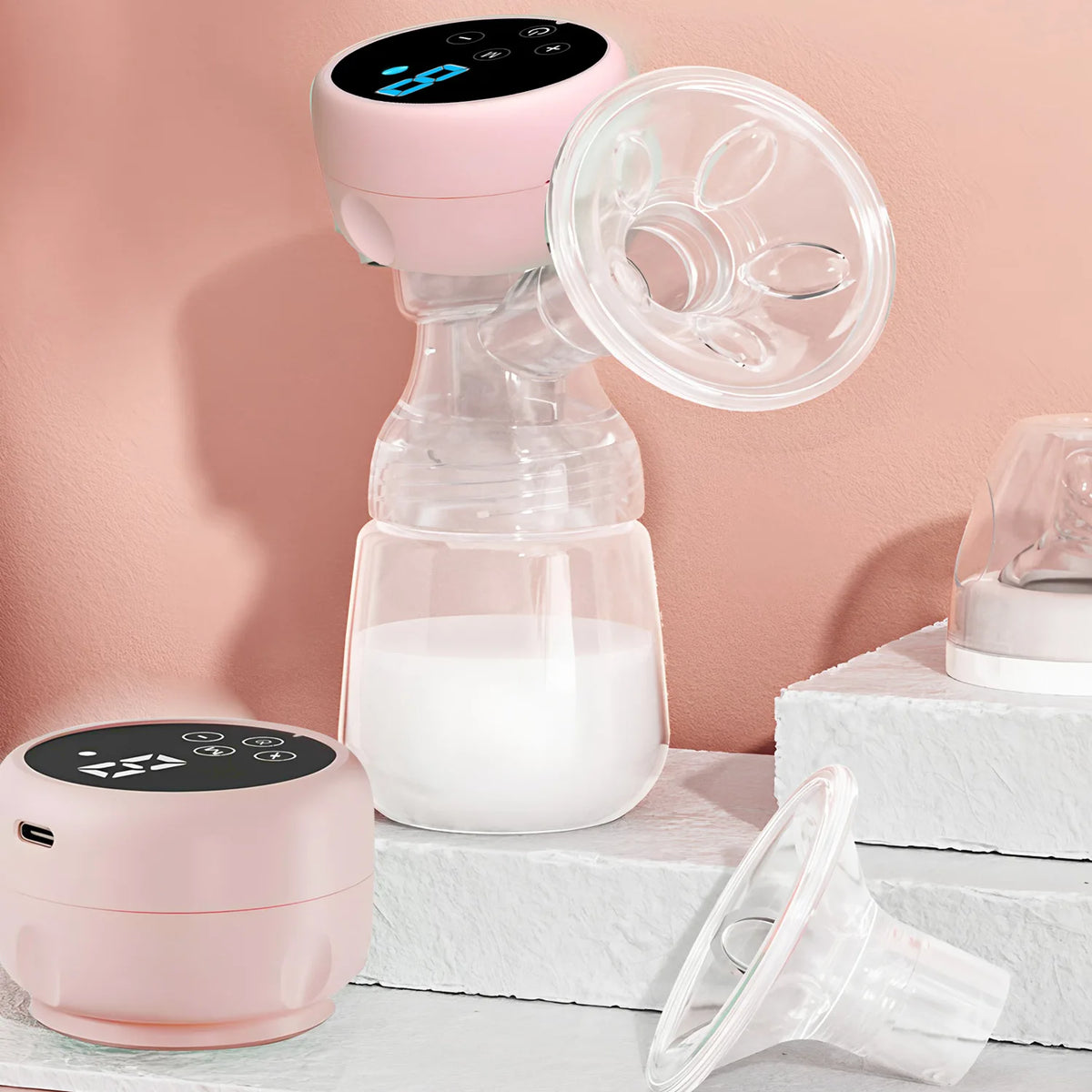 Electric Breast Pump 2-IN-1 Portable Baby Nipple Bottle Smart Integrated Suction Breast Pump Milk Postpartum Fortable Breast