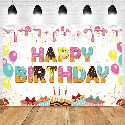 Donut Ice Cream Candy Photography Background 1st Birthday Party Decor Cake Table Banner Children Portrait Photo Studio Props