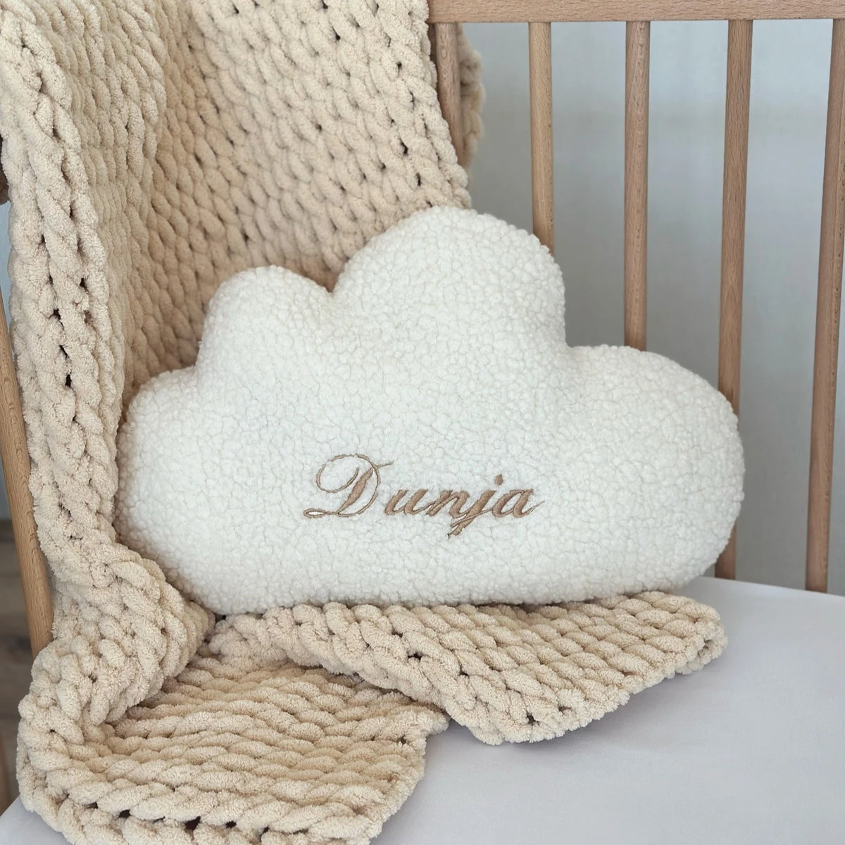 Personalized Name Lambswool Baby Pillow Cloud Shape Home Decor Sofa Decorative Cushion Throw Pillow Car Seat Chair Bed Couch