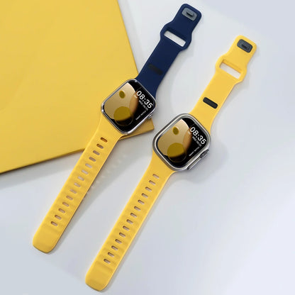 Silicone Sport Band for Apple Watch Ultra 3/2 49mm 42 44 38 40 41mm Two Tone Adjustable Strap for Iwatch S11 10 9 8 7 6 SE3 Belt