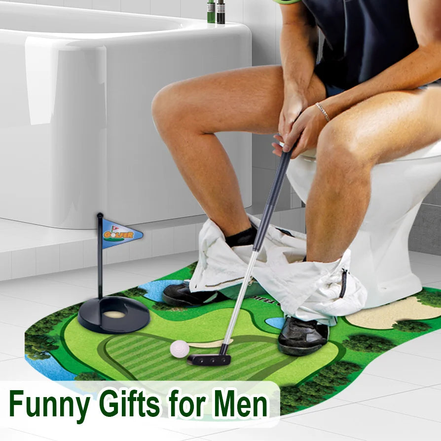 Household Toilet Leisure Golf Scene Leisure Entertainment Sports Toy Toilet Mini Set Putting Pad Swing Trainer