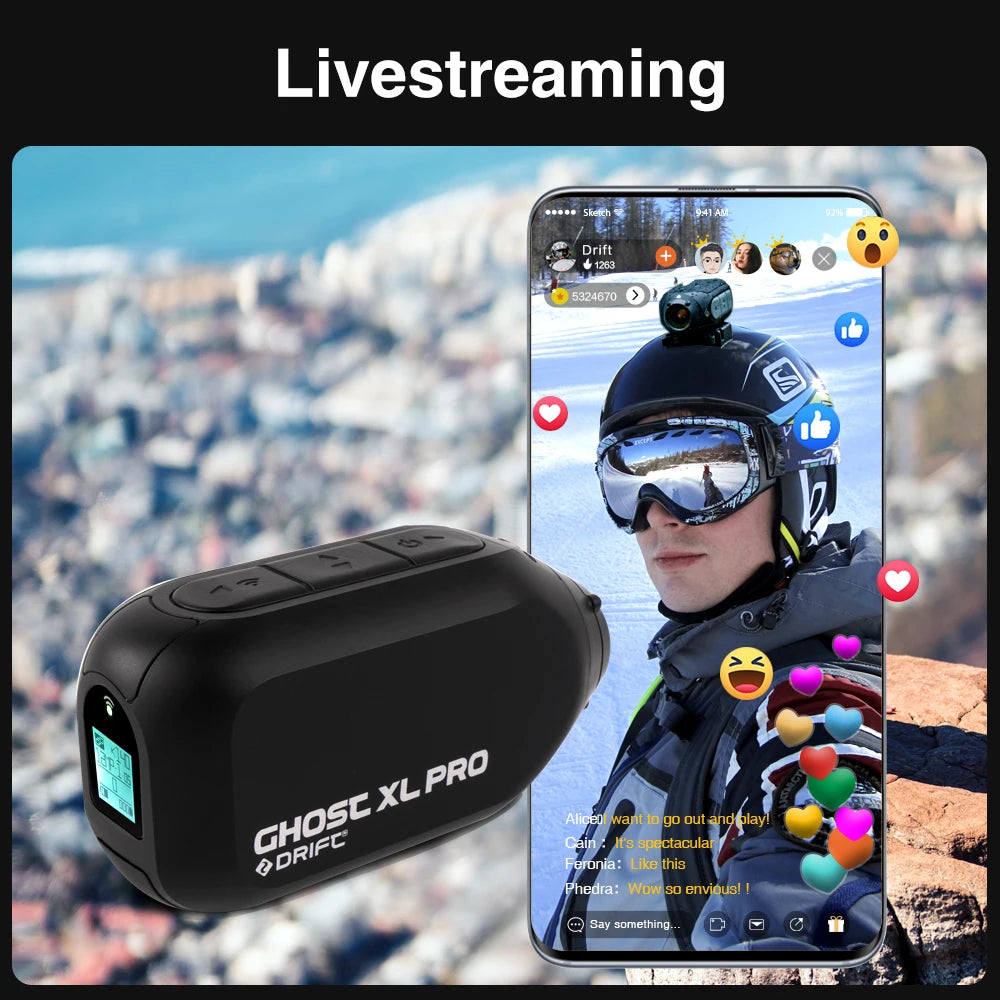 Drift Ghost XL Pro 4K PLUS HD Action Camera 3000mAh Battery WiFi IPX7 Waterproof Rotatable Lens Helmet Cam Motorcycle Bicycle