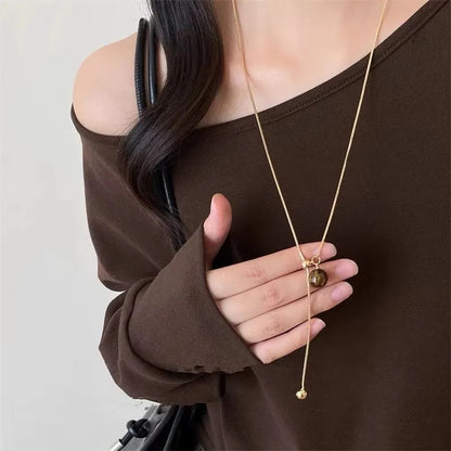 Vintage Leather Brown Stone Sun Pendant Beaded Choker Clavicle Chain Necklace For Women Unique Y2K Personalized Grunge Jewelry
