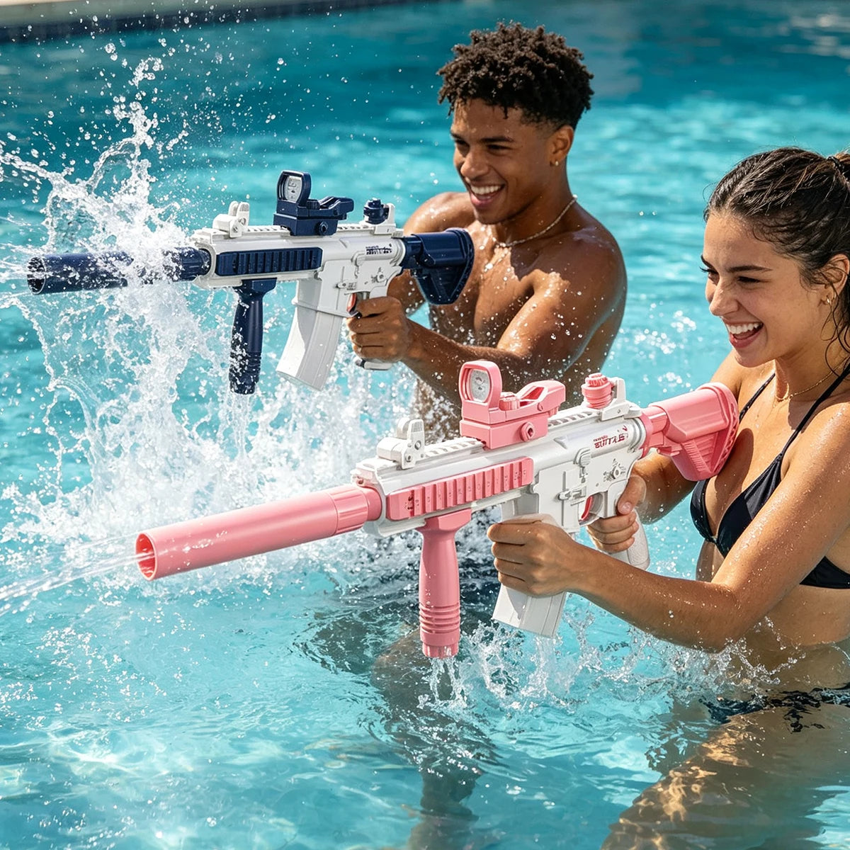 Unilabo M416 Electric Water Gun - Battery Powered With External Water Bottle Attachment - Perfect For Kids & Adults Outdoor Fun