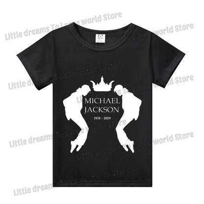Michael Jackson T-shirt Children Clothing Singer Printed Cotton Tops Boy Girl MJ Summer Tee Shirts Casual Clothes Birthday Gift