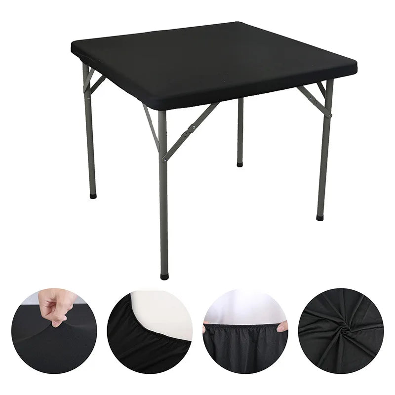 Square Elastic Edge Fitted Table Cover Stretch Cocktail Tablecloth For Wedding Picnic Banquet Party Decor Table Cloth