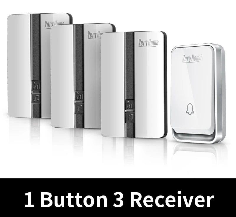 VeryHome Wireless Doorbell Waterproof Self-powered Button Smart Door Bell Sets Home Welcome Outdoor House Chimes  Receiver