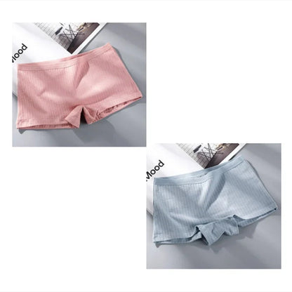 2pcs Womens Boxer Underwear Packs Soft Ribbed Cotton Boyshorts Female Safety Short Panties Plus Size M/L/XL