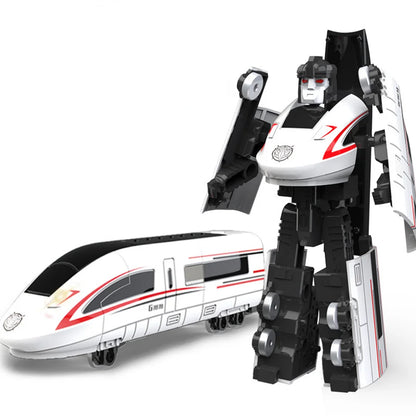 BKK Alloy Deformation Robot Train Engineering Vehicle Dinosaur Green Leather Train Toy