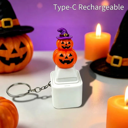 Glowing Sound Key Cap Keychain Halloween Pumpkin Ghost Witch Press Keyring Christmas Santa Snowman Pendant Party Favor