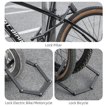 WEST BIKING Foldable Bike Lock Portable Anti-Theft Security Folding Padlock for MTB Road Bike E-bike Scooter Bicycle Accessories